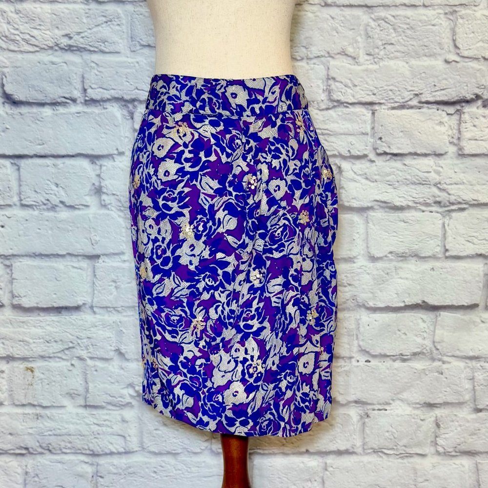 Anthropologie Fei Floral Silk Knee-Length Skirt